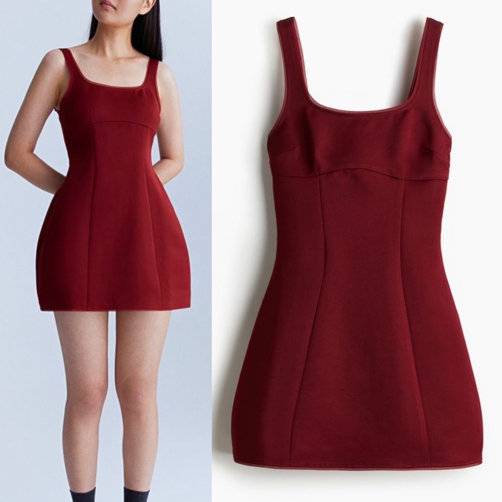 H&M Deep Red Sleeveless Mini Dress